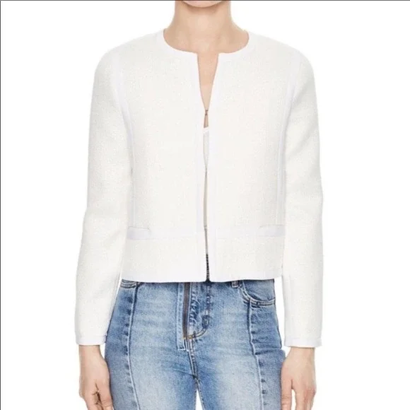 Sandro Jackets Coats Sandro Kimy Off White Textured Blazer